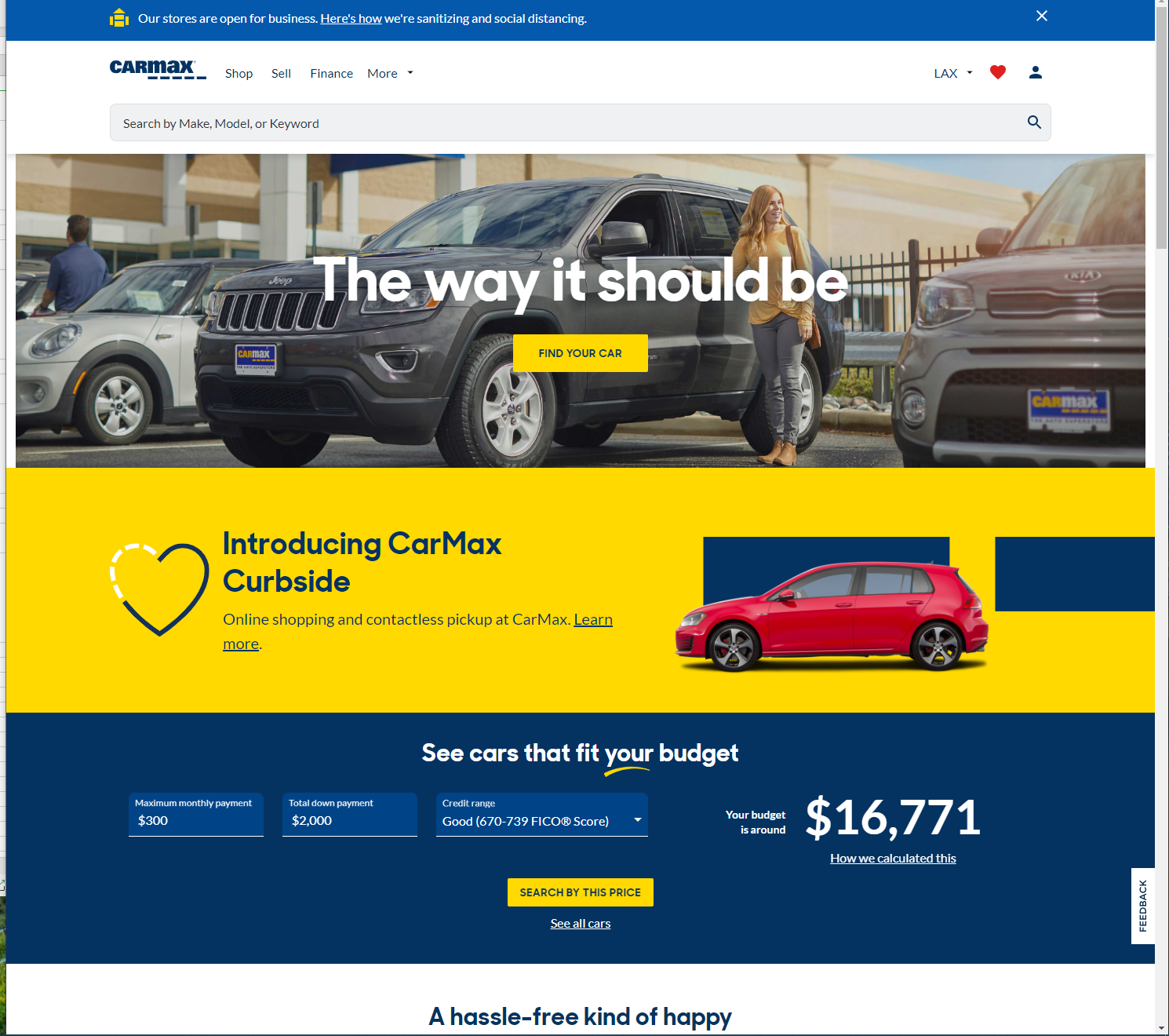 Carmax Business Site Page